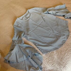 Striped Bell-Sleeve Women's Blouse - Black & White